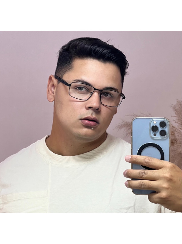 Armação de Óculos 81007 Quadrado Preto e Vermelho